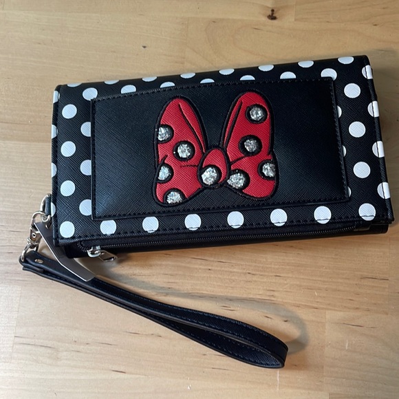 Disney Minnie Mouse Polka dot bow clutch wallet - Picture 1 of 11